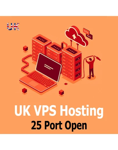 VPS-хостинг в Великобритании. открыто 25 портов. Ежемес