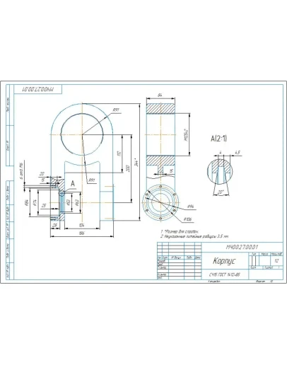 МЧ00.27.00.01 корпус - чертеж детали