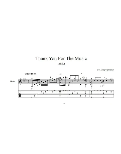 Thank You For The Music (ABBA) ноты для гитары