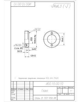 И00.10.00.10 гайка - чертеж детали