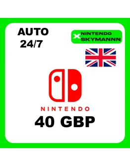 АВТО КАРТА ПОПОЛНЕНИЯ Nintendo eShop 40 GBP UK 24/7 АВТО КАРТА ПОПОЛНЕНИЯ Nintendo eShop 40 GBP UK 24/7
