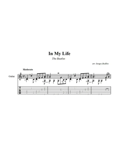 In my life -The Beatles (in C) ноты для гитары