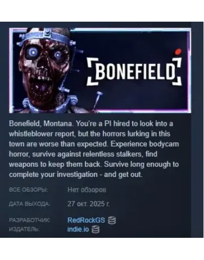 BoneField: Bodycam Horror АВТОДОСТАВКА STEAM РОССИЯ