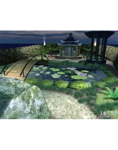 Трёхмерный скринсейвер Прогулка по берегу пруда в китай