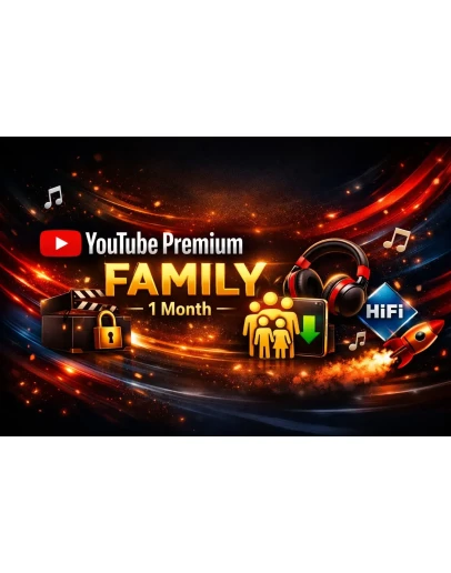 YouTube Premium Family 1 месяц Без рекламы, офлайн, HiFi
