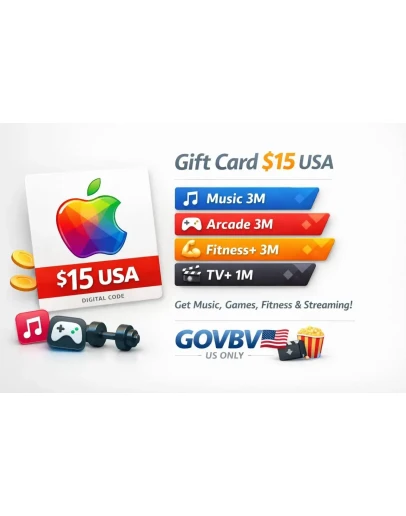 Apple Gift Card 15 USA + Music 3M + Arcade 3M + Fitness+ 3M + TV+ 1M