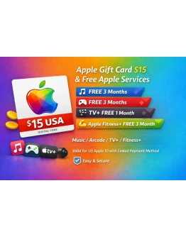 Apple Gift Card 15 USA + Music 3M + Arcade 3M + Fitness+ 3M + TV+ 1M