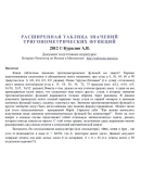 Расширенная таблица значений тригонометрических функций