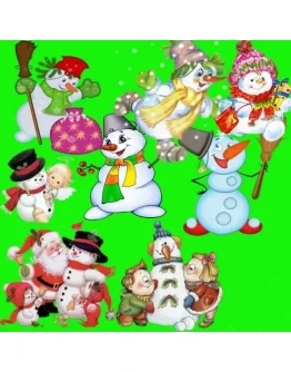Клипарт Снеговики + БОНУС