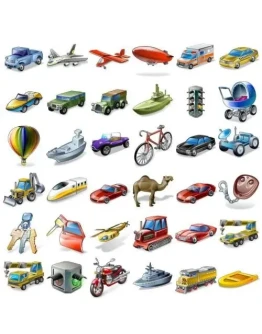 Коллекция иконок на тему транспорта + БОНУС