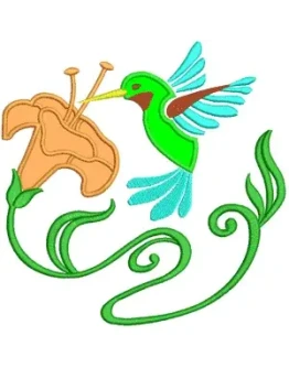 Машинная вышивка Колибри