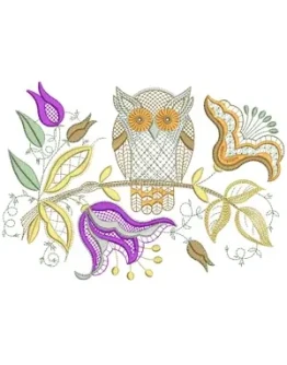 Машинная вышивка Сова