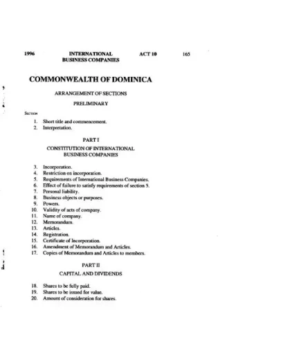 Доминика. Международные Деловые Компании